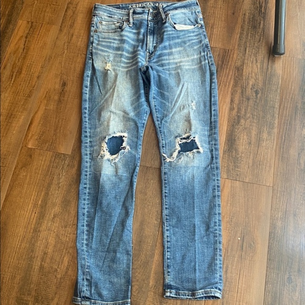 American Eagle Outfitters Men's Dark Blue Skinny Jeans